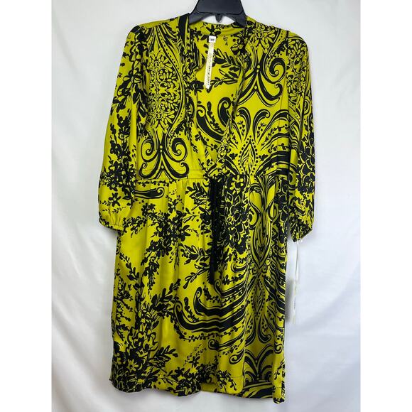 NWT Uncle Frank Women's Size XS Green/Black Floral Print 3/4 Sleeve Dress - Picture 1 of 10